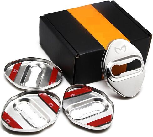 MAXDOOL Stainless Steel Car Door Lock Latches Cover Protector for for Mazda 3,6, Miata MX-5 CX-3,CX-5,CX-9 Car, 3M Adhesive Backing（ Pack of 4） (Red) in Kuwait