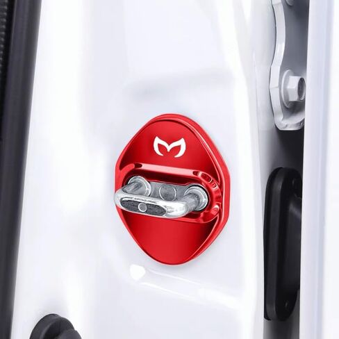MAXDOOL Stainless Steel Car Door Lock Latches Cover Protector for for Mazda 3,6, Miata MX-5 CX-3,CX-5,CX-9 Car, 3M Adhesive Backing（ Pack of 4） (Red) in Kuwait