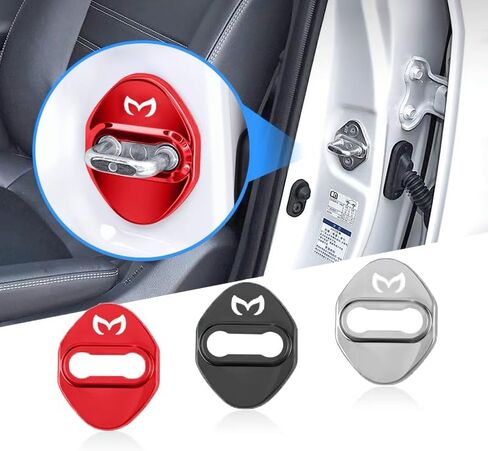 MAXDOOL Stainless Steel Car Door Lock Latches Cover Protector for for Mazda 3,6, Miata MX-5 CX-3,CX-5,CX-9 Car, 3M Adhesive Backing（ Pack of 4） (Red) in Kuwait