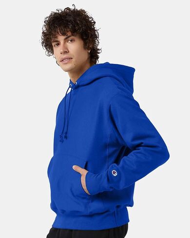 Champion S101 Men's Reverse Weave Hooded Sweatshirt, Heavyweight 12 oz. Fleece, Shrink-Resistant, Front Pouch Pocket (US, Alpha, Medium, Regular, Regular, Charcoal Heather) in Saudi Arabia