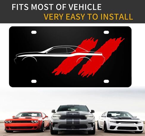 Black License Plate Cover for Dodge Strong Aluminum Novelty Funny for Women Men Car Front Decorative Plates Standard US 6 X 12 Inch in Saudi Arabia