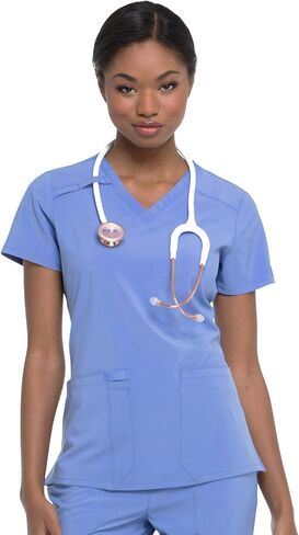 Dickies Women's Scrub Top V -neck Top مع 2 جيوب ، فتل الرطوبة ونسيج امتداد 360 درجة - DK615 in Saudi Arabia