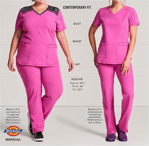 Dickies Women's Scrub Top V -neck Top مع 2 جيوب ، فتل الرطوبة ونسيج امتداد 360 درجة - DK615 in Saudi Arabia