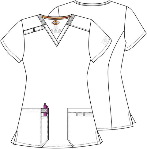 Dickies Women's Scrub Top V -neck Top مع 2 جيوب ، فتل الرطوبة ونسيج امتداد 360 درجة - DK615 in Saudi Arabia