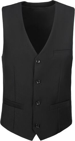 Men's Suit Vest Business Formal Dress Vests for Men Solid Color Casual Wedding Tuxedo Waistcoat in Kuwait