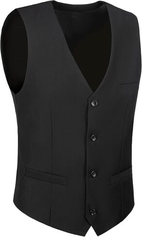 Men's Suit Vest Business Formal Dress Vests for Men Solid Color Casual Wedding Tuxedo Waistcoat in Kuwait