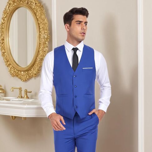 Men's Suit Vest Business Formal Dress Vests for Men Solid Color Casual Wedding Tuxedo Waistcoat in Kuwait