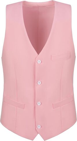 Men's Suit Vest Business Formal Dress Vests for Men Solid Color Casual Wedding Tuxedo Waistcoat in Kuwait
