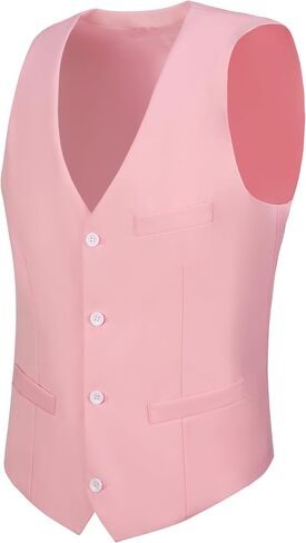 Men's Suit Vest Business Formal Dress Vests for Men Solid Color Casual Wedding Tuxedo Waistcoat in Kuwait