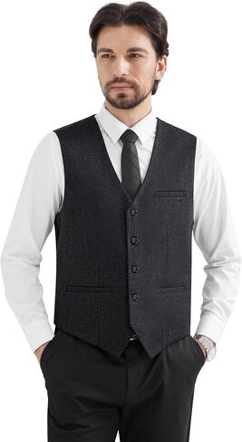 MAGE MALE Men's Suit Vests Business Formal Dress Tweed Vest Slim Fit Casual Waistcoat with 3 Real Pockets in Saudi Arabia