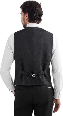 MAGE MALE Men's Suit Vests Business Formal Dress Tweed Vest Slim Fit Casual Waistcoat with 3 Real Pockets in Saudi Arabia