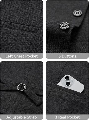 MAGE MALE Men's Suit Vests Business Formal Dress Tweed Vest Slim Fit Casual Waistcoat with 3 Real Pockets in Saudi Arabia