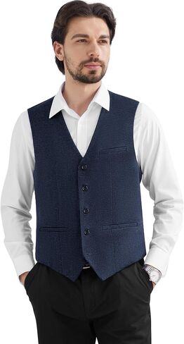 MAGE MALE Men's Suit Vests Business Formal Dress Tweed Vest Slim Fit Casual Waistcoat with 3 Real Pockets in Saudi Arabia