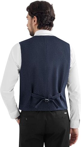 MAGE MALE Men's Suit Vests Business Formal Dress Tweed Vest Slim Fit Casual Waistcoat with 3 Real Pockets in Saudi Arabia