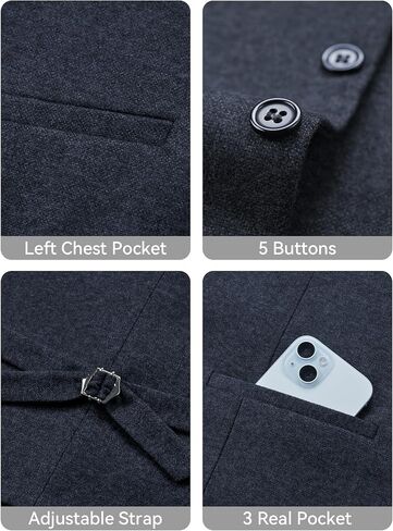 MAGE MALE Men's Suit Vests Business Formal Dress Tweed Vest Slim Fit Casual Waistcoat with 3 Real Pockets in Saudi Arabia