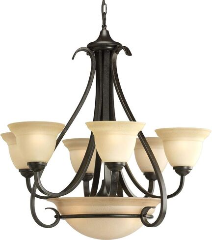 Progress Lighting P4417-77 6-Light Two-Tier Torino Chandelier, Forged Bronze in Saudi Arabia