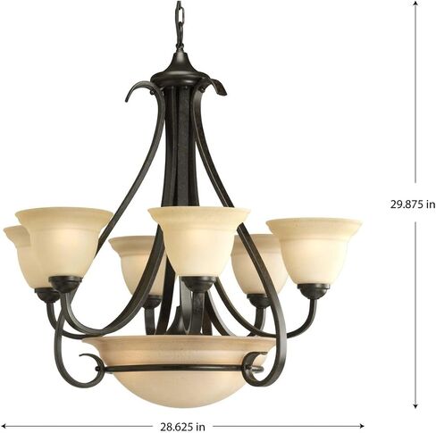Progress Lighting P4417-77 6-Light Two-Tier Torino Chandelier, Forged Bronze in Saudi Arabia