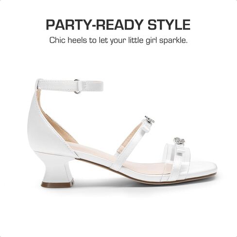 DREAM PAIRS Girls Sandals Low Heel Dress Pump Ankle Strap Two Strapped Bow Flower Wedding Party Shoes for Little Kid/Big Kid in Saudi Arabia
