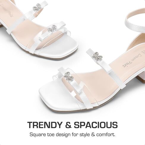 DREAM PAIRS Girls Sandals Low Heel Dress Pump Ankle Strap Two Strapped Bow Flower Wedding Party Shoes for Little Kid/Big Kid in Saudi Arabia