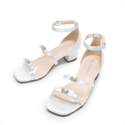 DREAM PAIRS Girls Sandals Low Heel Dress Pump Ankle Strap Two Strapped Bow Flower Wedding Party Shoes for Little Kid/Big Kid in Saudi Arabia