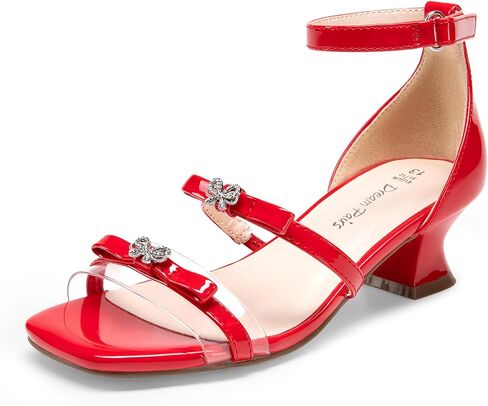 DREAM PAIRS Girls Sandals Low Heel Dress Pump Ankle Strap Two Strapped Bow Flower Wedding Party Shoes for Little Kid/Big Kid in Saudi Arabia