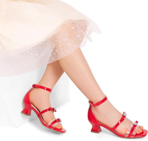DREAM PAIRS Girls Sandals Low Heel Dress Pump Ankle Strap Two Strapped Bow Flower Wedding Party Shoes for Little Kid/Big Kid in Saudi Arabia