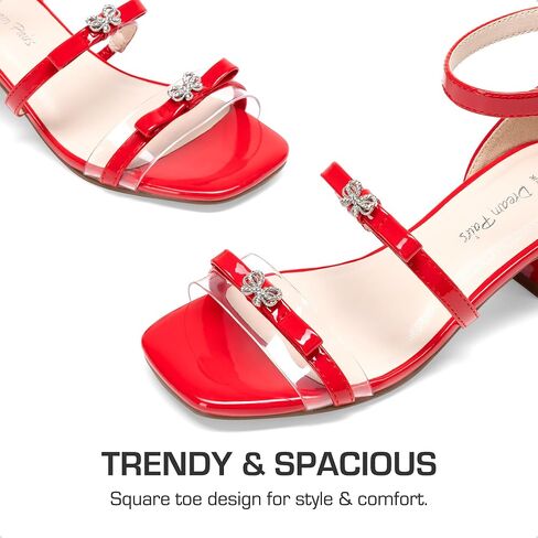 DREAM PAIRS Girls Sandals Low Heel Dress Pump Ankle Strap Two Strapped Bow Flower Wedding Party Shoes for Little Kid/Big Kid in Saudi Arabia