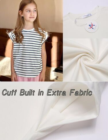 Arshiner Girls T قمصان Cap Capeves Tops Summer Tops Crewneck Tank Lourd Fit Fashion Blouse Tee in Kuwait
