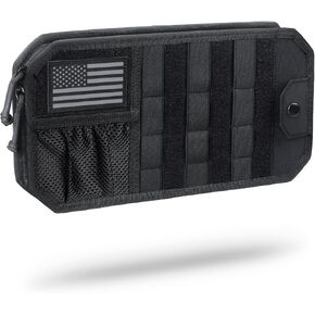 Wynex Molle Car Sun Visor منظم ، وملحقات للسيارات مع حقيبة تخزين Zipper و Clips Clip ، ولوحة Molle شبه الصخرية مع التصحيح للتروس التكتيكية ، وتلائم معظم المركبات ، وسيارات الدفع الرباعي ، والشاحنات