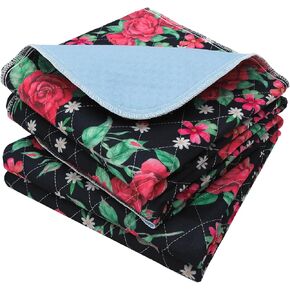وسادات سرير قابلة للغسل Outcreator® 56 "× 34" (حزمة من 2) ، واقي مرتبة سلس ، ومسارات مضادة للماء للبالغين للحيوانات الأليفة المسنين ، والامتصاص ووسادات الترشيح القابلة لإعادة الاستخدام (زهرة حمراء)