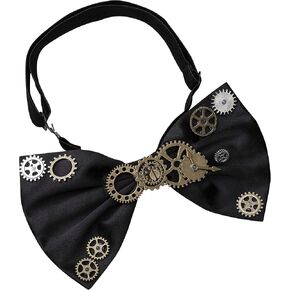 Vintage Gothic Victorian Steampunk Gears Bowtie Black Brown Halloween Costume Bowtie
