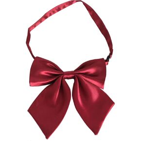Women's Solid Color Bow Tie Adjustable Ribbon School Student Sailor Suit Bowknot (Wine Red)
