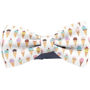 Adjustable Pre-tied bow tie for Men (Kawaii Ice Cream Pattern) Elegant Cute Bowties for Dogs Cats Pets