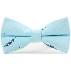 Mens Big Boys Youth Skinny Tie Cotton Linen Lovely Birds Feather Printed Necktie in Kuwait