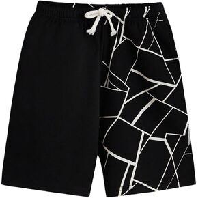 Floerns Boy's Geo Print Drawstring Waist Shorts Casual Straight Leg Shorts with Pocket