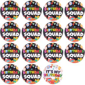 15pcs Birthday Button Pins 2.35" - Party Birthday Pins for the Whole Birthday Squad - Unisex Pinback Badge Crew Favors Supplies for 18th, 21st, 25th, 30th Birthday