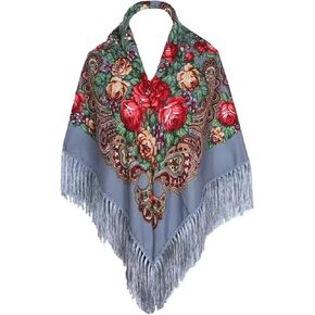 Russian Style Muffler Warm Scarf Women's Traditional Scarf Wrap Tassel Shawl Fringes Neck Head Shawl Retro Scarf
