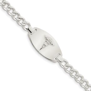 Sterling Silver Medical Jewelry Curb Link Bracelet