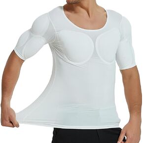 Men's Fake Muscle Shirt for Adult Padded Chest Shoulder Pads Vest for Muscle Invisible Breathable Underwear