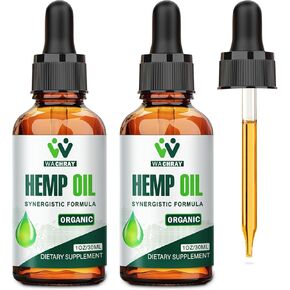 (2 Pack) Hemp Oil Drops High Potency - Maximum Strength Natural Hemp Seed Oil for Pain Relief, Sleep, Skin - with C02 Extraction, Vegan, Non-GMO Hemp Tincture