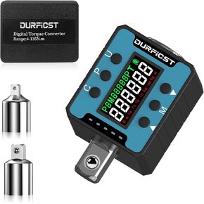 Digital Torque Wrench,DURFICST 1/2" Digital Torque Adapter with Backlight/Alarm, Electronic Torque Wrench Converter with ±2% Accuracy, Range 4-135 N.m,Buzzer and LED Indicator, for Automotive Repair.