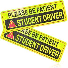 2 PCS New Driver Magnet for Car, Highly Reflective Waterproof Please Be Patient New Driver Magnet, Reusable Safety Bright-Colored Warning Magnetic Rookie Driver Bumper Sticker (Style 6)