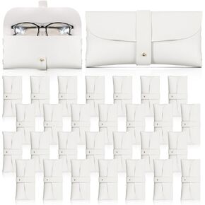 Nuogo 30 Pack Eyeglass Case Soft Glasses Case Studded Sunglasses Pouch Portable PU Leather Bag for Women Men