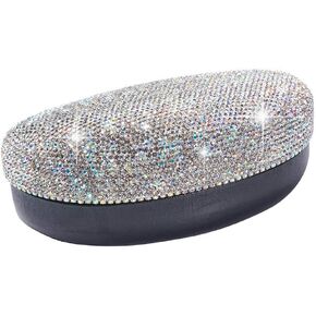 Hard Shell Sunglasses Case,Bling Crystal Rhinestone Large Eyeglass Case Fits Most Sunglasses (White)
