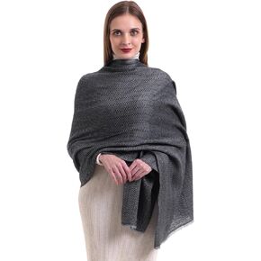 EH 100% Pure 2 Ply Cashmere Scarf, melange herringbone, super soft thick, lightweight Pashmina.