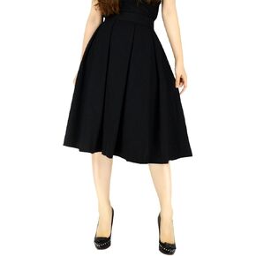 Women's Vintage Pleated Midi Skirts - A-Line High Waist Swing Flared Skirts