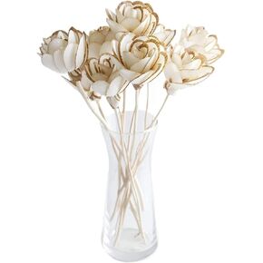 10 Piece Gold Flower Reed Diffuser Sticks, Natural Rattan Wood Sticks Essential Oil Aroma Diffuser Sticks Refill Replacement for Aroma Fragrance (8 inches, Gold Head)