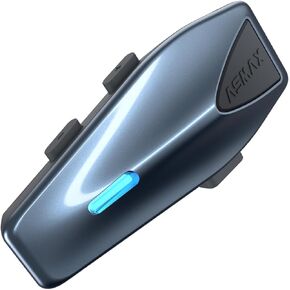 S1 Motorcycle Bluetooth Headset Blue, 8 Riders Mesh Helmet Communication Systems with FM Radio, AI Voice Control Motorcycle Intercom, 60 Min Fast Charging