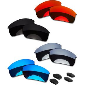 OOWLIT 4 Pairs Replacement Sunglass Lenses & Nose Pads Compatible with Oakley Flak Jacket OO9008-63mm Polarized
