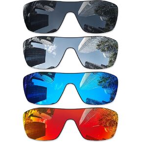 4 Pieces Ploarized Replacement Lenses for Oakley Batwolf OO9101 Sunglasses - Black + Silver Titanium + Ice Blue + Fire Red